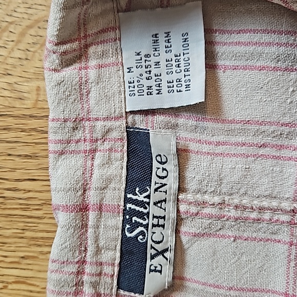 Vintage Silk Exchange Button-Up Plaid 100% Silk Vest with Collar - Picture 4 of 10